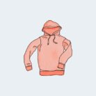 Illustration of a pink hooded sweatshirt.
