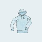 Illustration of a light blue hoodie.