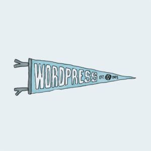 WordPress pennant with "Est. 2003" design.