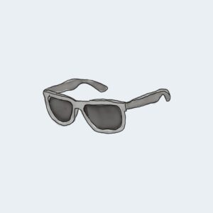 Illustrated drawing of rectangular sunglasses.