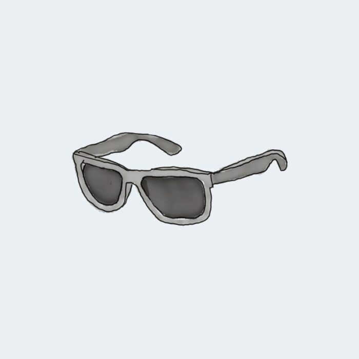 Illustrated drawing of rectangular sunglasses.