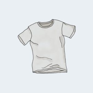 Illustration of a plain white T-shirt.