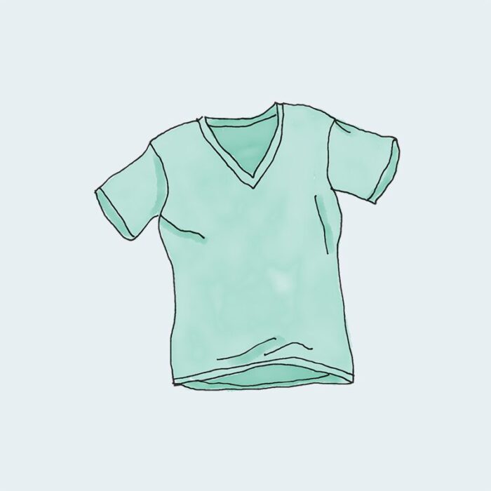 Illustration of a light green T-shirt.