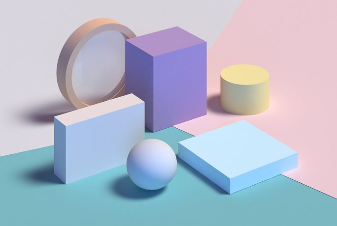 Geometric shapes in pastel colors arrangement.